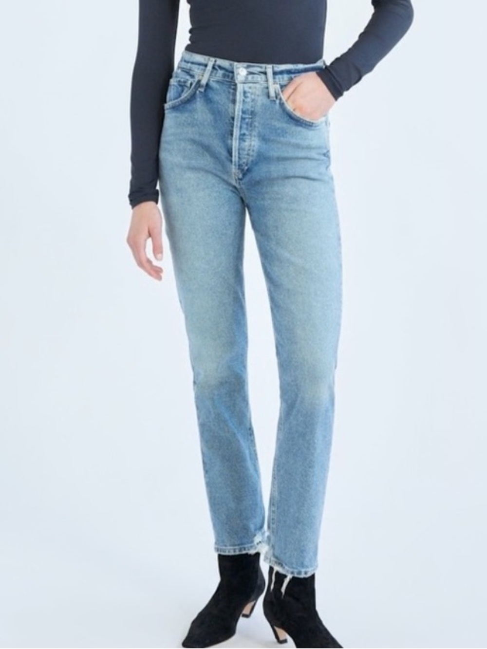 Citizens Of Humanity Sabine Straight Jean Light Wash Ankle High Rise Blue Denim